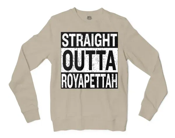 Straight Outta Royapettah Men/Unisex Long Sleeve T-Shirt in Sand Color