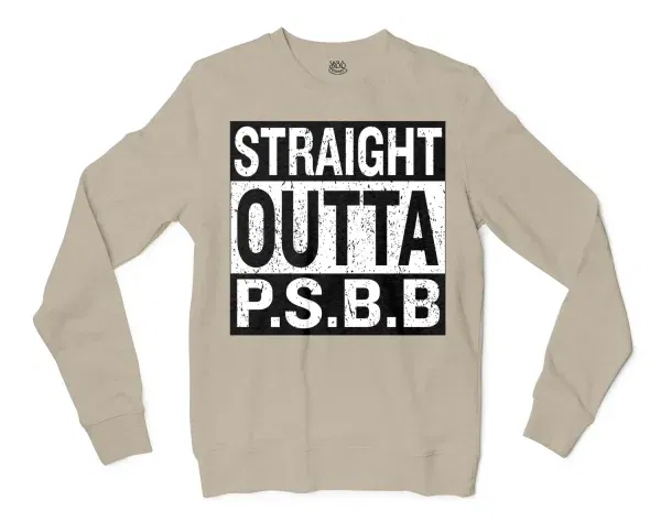 Straight Outta Psbb Men/Unisex Long Sleeve T-Shirt in Sand Color