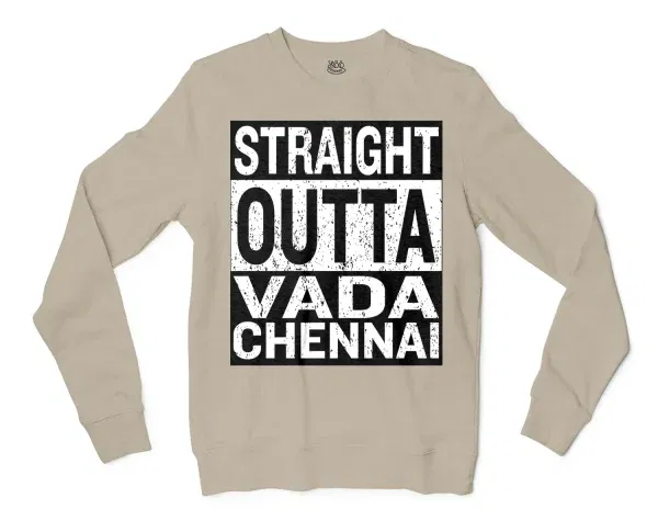 Straight Outta Vada Chennai Men/Unisex Long Sleeve Sweatshirt in Sand Color