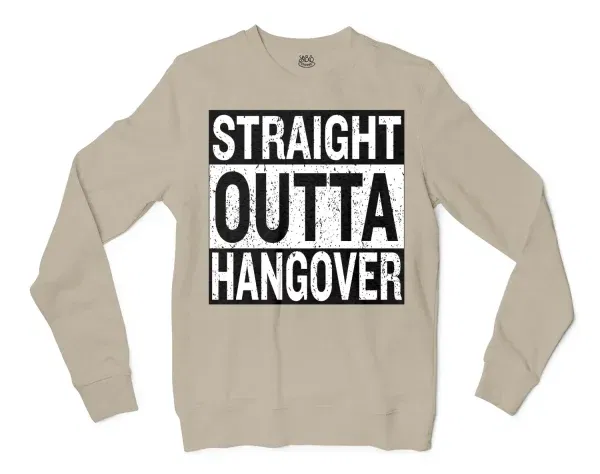 Straight Outta Hangover Men/Unisex Long Sleeve T-Shirt in Sand Color