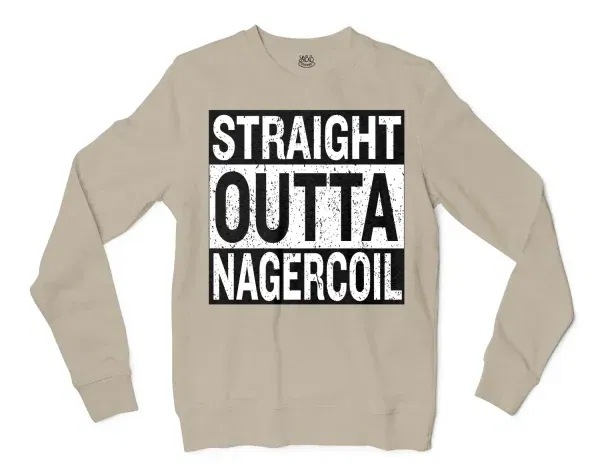 Straight Outta Nagercoil Men/Unisex Long Sleeve T-Shirt in Sand Color