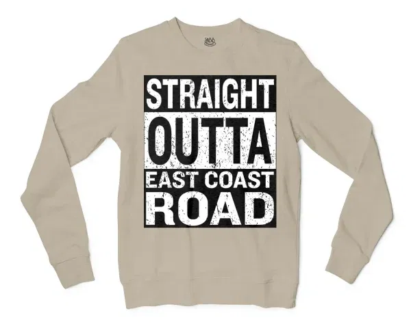 Straight Outta Ecr Men/Unisex Long Sleeve Sweatshirt in Sand Color