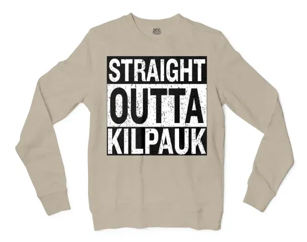 Straight Outta Kilpauk Men/Unisex Long Sleeve T-Shirt in Sand Color