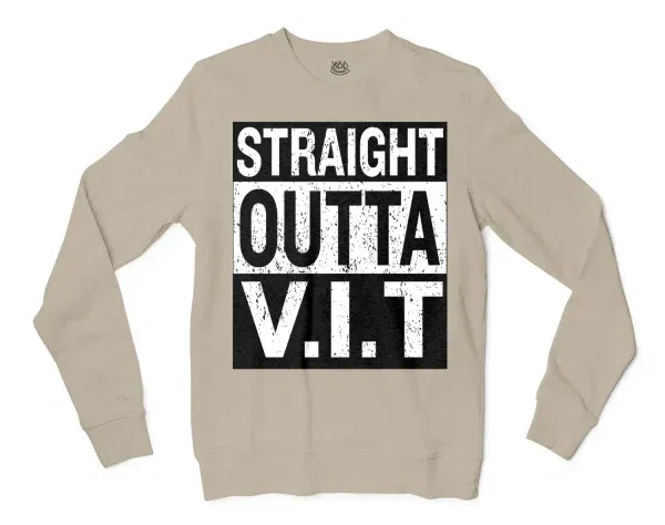 Straight Outta Vit Men/Unisex Long Sleeve T-Shirt in Sand Color