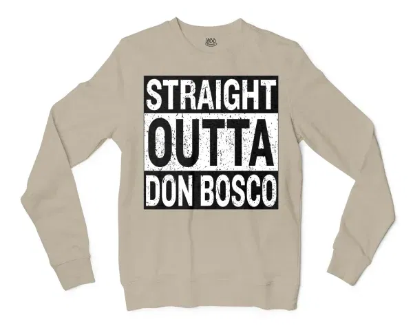 Straight Outta Don Bosco Men/Unisex Long Sleeve T-Shirt in Sand Color