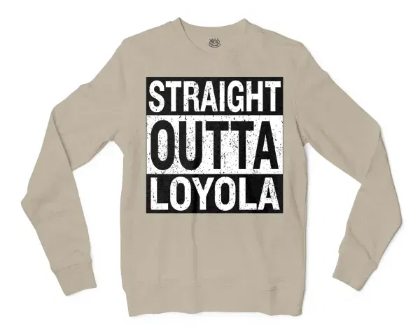 Straight Outta Loyola Men/Unisex Long Sleeve T-Shirt in Sand Color