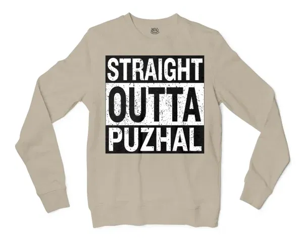 Straight Outta Puzhal Men/Unisex Long Sleeve T-Shirt in Sand Color