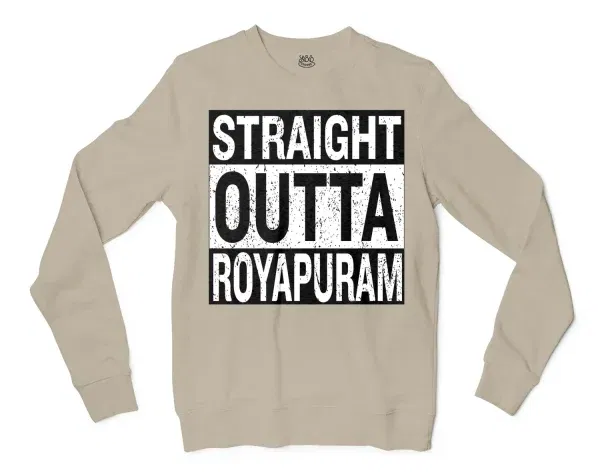 Straight Outta Royapuram Men/Unisex Long Sleeve T-Shirt in Sand Color