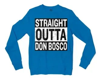 Straight Outta Don Bosco Men/Unisex Long Sleeve T-Shirt in Sapphire Color