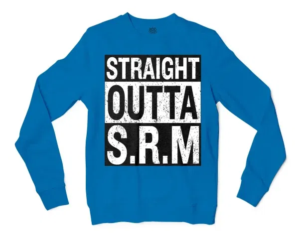 Straight Outta Srm University Men/Unisex Long Sleeve T-Shirt in Sapphire Color