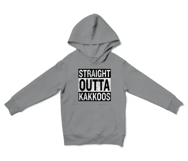 Straight Outta Kakkoos Unisex Youth Hoodie in Sport Grey Color