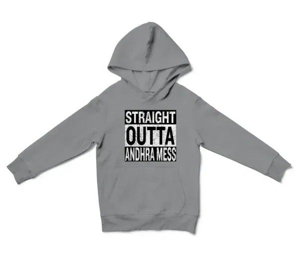 Straight Outta Andhra Mess Unisex Youth Hoodie in Sport Grey Color