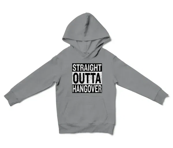 Straight Outta Hangover Unisex Youth Hoodie in Sport Grey Color