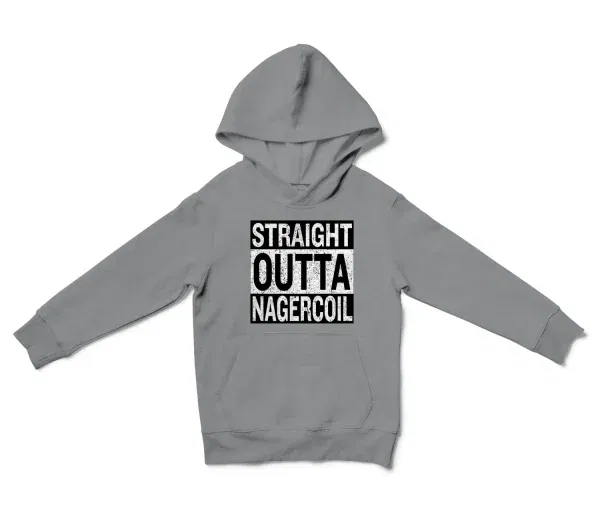 Straight Outta Nagercoil Unisex Youth Hoodie in Sport Grey Color