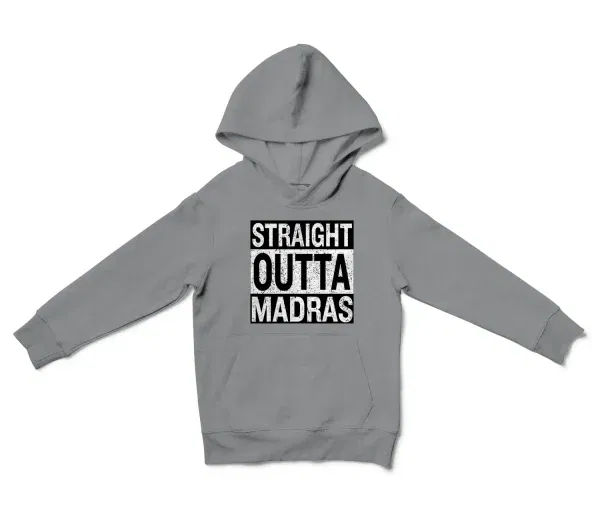 Straight Outta Madras Unisex Youth Hoodie in Sport Grey Color