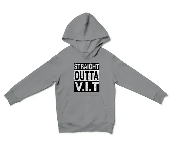 Straight Outta Vit Unisex Youth Hoodie in Sport Grey Color