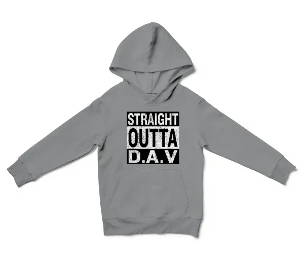 Straight Outta Dav Unisex Youth Hoodie in Sport Grey Color