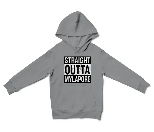 Straight Outta Mylapore Unisex Youth Hoodie in Sport Grey Color