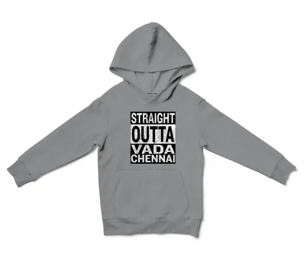 Straight Outta Vada Chennai Unisex Youth Hoodie in Sport Grey Color