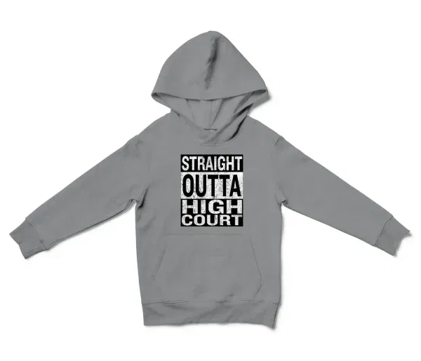 Straight Outta High Court Unisex Youth Hoodie in Sport Grey Color