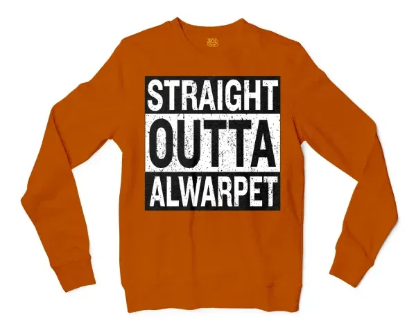 Straight Outta Alwarpet Men/Unisex Long Sleeve T-Shirt in Texas Orange Color