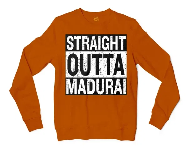 Straight Outta Madurai Men/Unisex Long Sleeve T-Shirt in Texas Orange Color