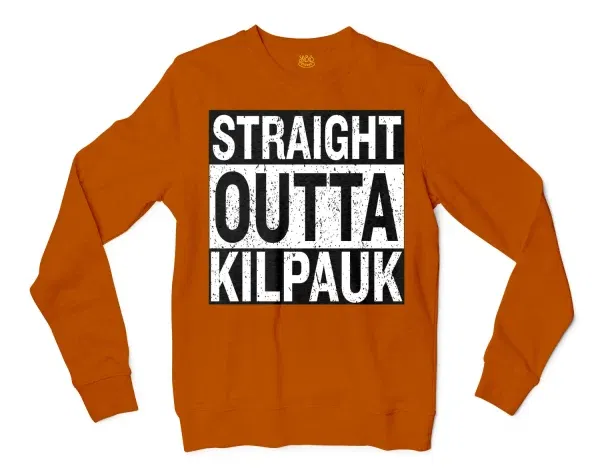 Straight Outta Kilpauk Men/Unisex Long Sleeve T-Shirt in Texas Orange Color