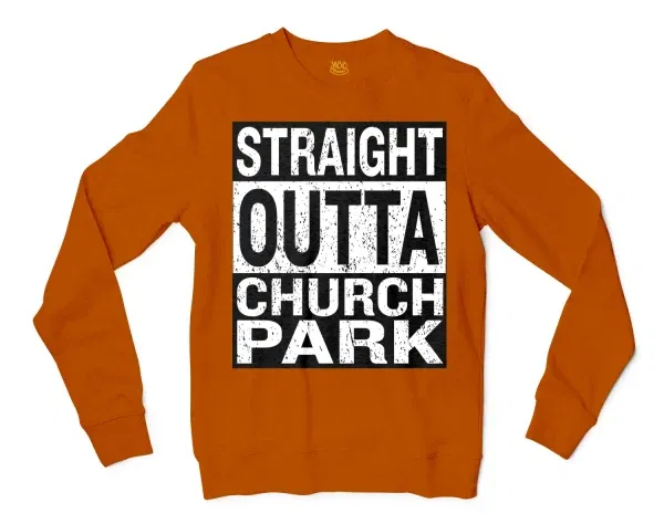 Straight Outta Church Park Men/Unisex Long Sleeve T-Shirt in Texas Orange Color