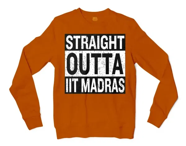 Straight Outta Iit Madras Men/Unisex Long Sleeve T-Shirt in Texas Orange Color