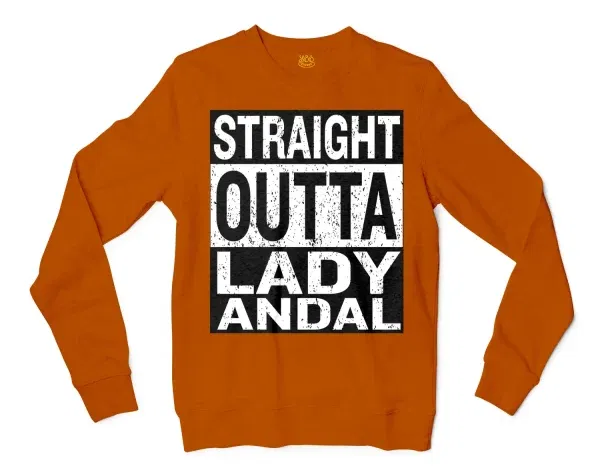 Straight Outta Lady Andal Men/Unisex Long Sleeve T-Shirt in Texas Orange Color