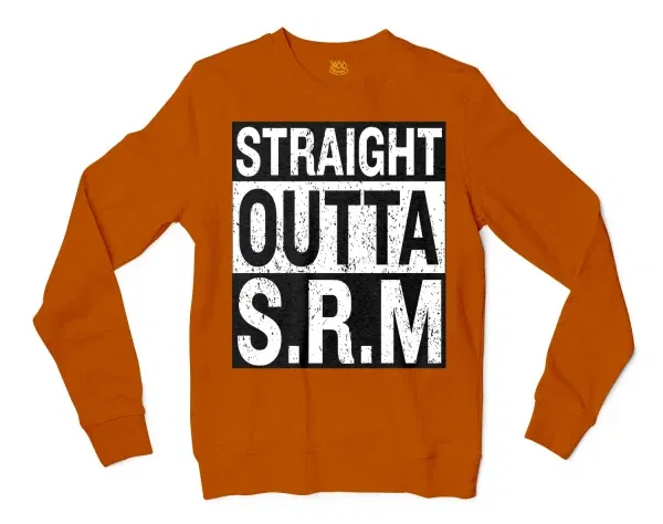 Straight Outta Srm University Men/Unisex Long Sleeve T-Shirt in Texas Orange Color