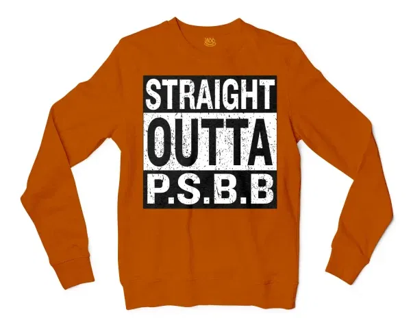 Straight Outta Psbb Men/Unisex Long Sleeve T-Shirt in Texas Orange Color