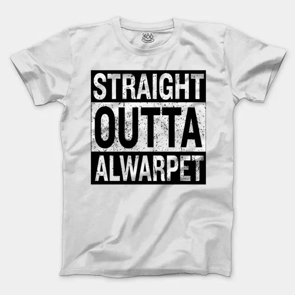 Straight Outta Alwarpet Men/Unisex T-Shirt in White Color