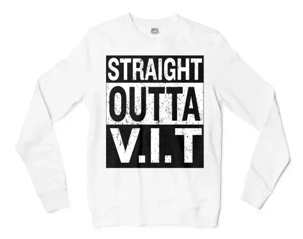 Straight Outta Vit Men/Unisex Long Sleeve T-Shirt in White Color