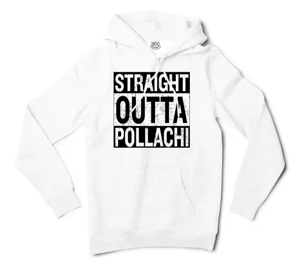 Straight Outta Pollachi Men/Unisex Hoodie in White Color