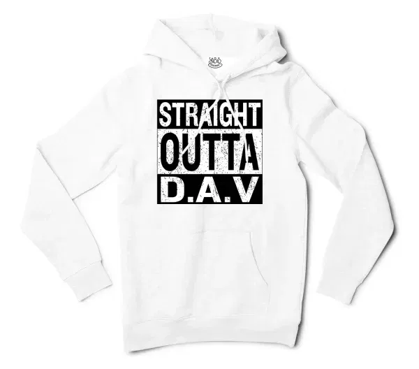 Straight Outta Dav Men/Unisex Hoodie in White Color