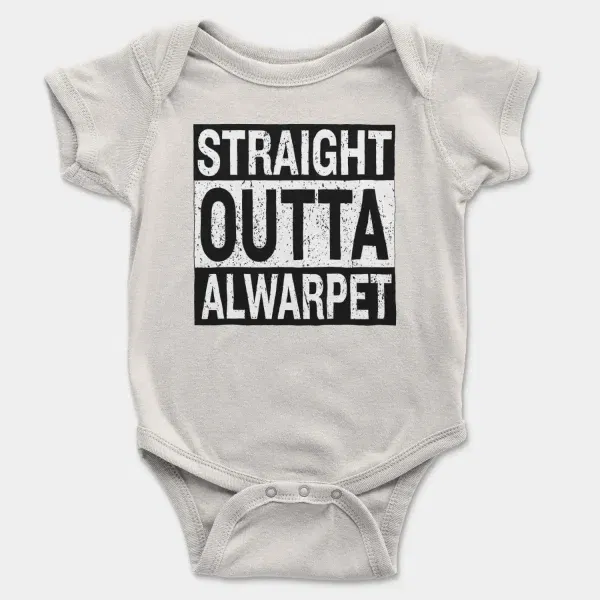 Straight Outta Alwarpet Short Sleeve Baby Onesie in White Color