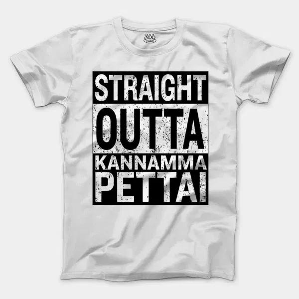 Straight Outta Kannamma Pettai Men/Unisex T-Shirt in White Color