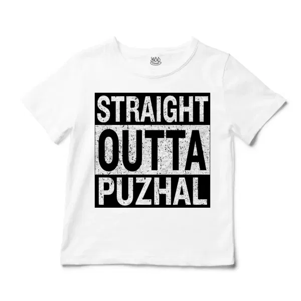 Straight Outta Puzhal Unisex Toddler T-Shirt in White Color