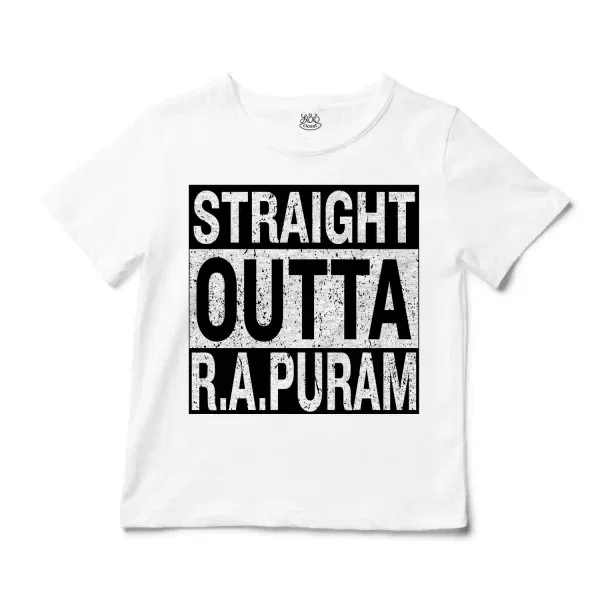 Straight Outta R.a Puram Unisex Toddler T-Shirt in White Color