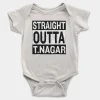 Straight Outta T-Nagar Short Sleeve Baby Onesie in White Color