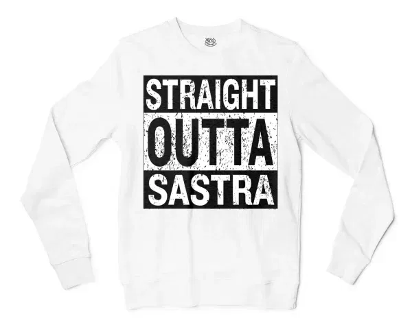 Straight Outta Sastra Men/Unisex Long Sleeve T-Shirt in White Color