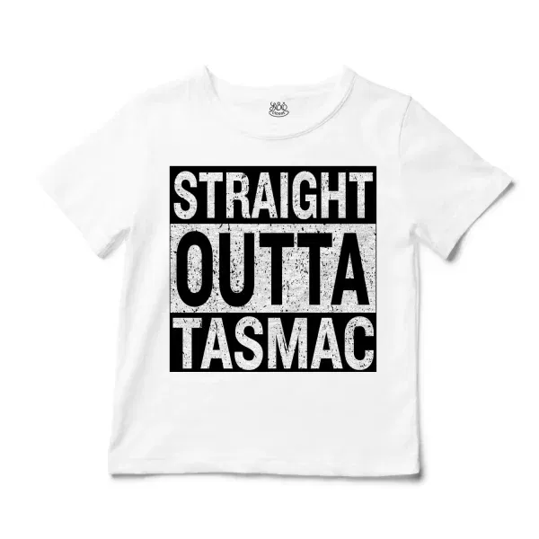 Straight Outta Tasmac Unisex Toddler T-Shirt in White Color