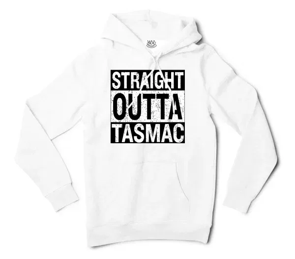 Straight Outta Tasmac Men/Unisex Hoodie in White Color