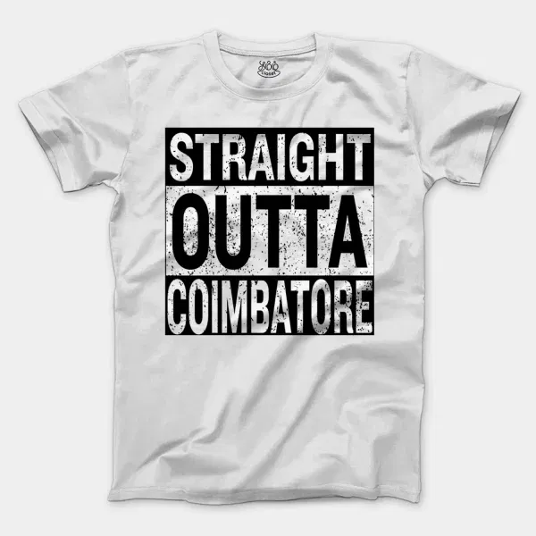 Straight Outta Coimbatore Men/Unisex T-Shirt in White Color