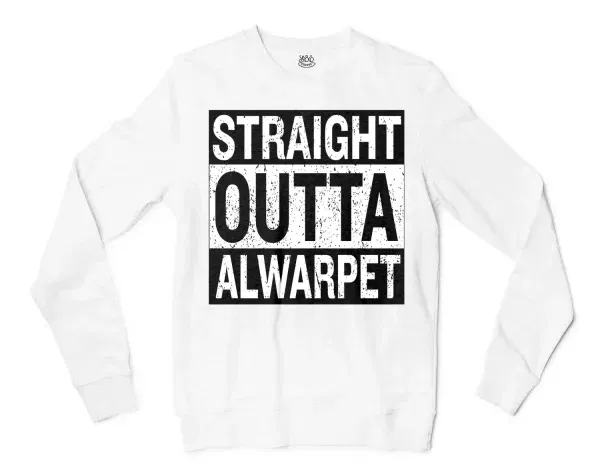 Straight Outta Alwarpet Men/Unisex Long Sleeve T-Shirt in White Color