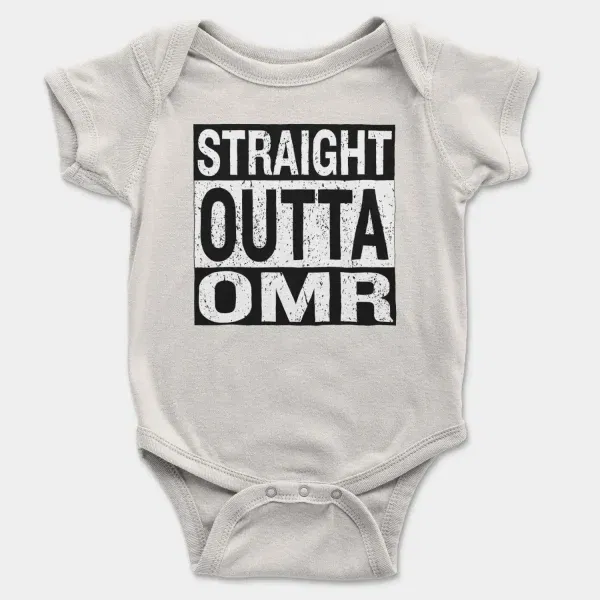 Straight Outta Omr Short Sleeve Baby Onesie in White Color