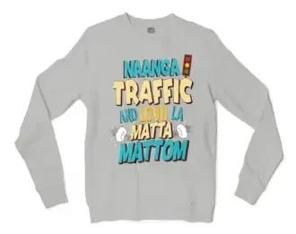 Naanga Traffic And Lovu La Matta Mattom Men/Unisex Long Sleeve Sweatshirt in Ash Color