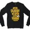 Appan Saabam Weapon Maadhri Vandhu Thaakudu Men/Unisex Long Sleeve T-Shirt in Black Color