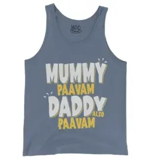 Mummy Paavam, Daddy Also Paavam Men/Unisex Tank Top in Blue Jean Color